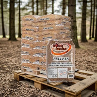 Sacos 15kg pellets madeira ENplus A1 Plus | Palete 77 sacos 1155kg | Biomassa aquecimento ecológico