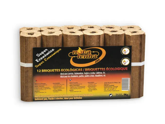 Briquetes de Madeira Premium 864kg | Palete 96 Packs NovaLenha | Combustível Ecológico Portugal